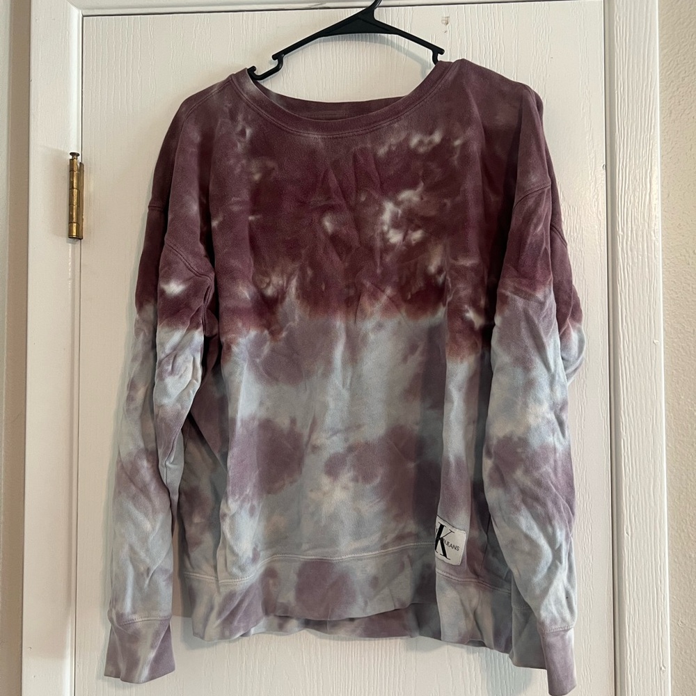 Calvin Klein Jeans Tie-Dye Sweatshirt in Purple and Gray